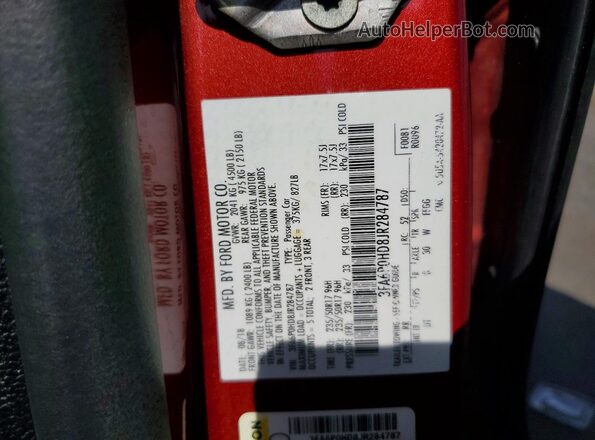 3FA6P0HD8JR284787 2018 FORD FUSION Red Вид підкапотного простору