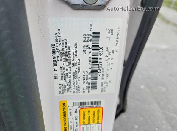 3FA6P0K91HR148550 2017 FORD FUSION Белый Вид подкапотного пространства