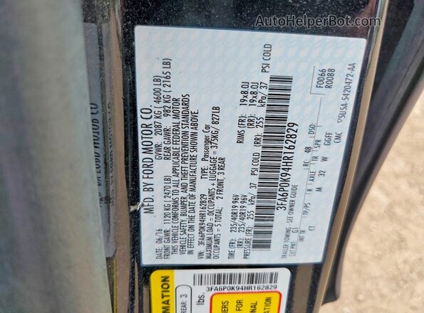 3FA6P0K94HR162829 2017 FORD FUSION Черный 