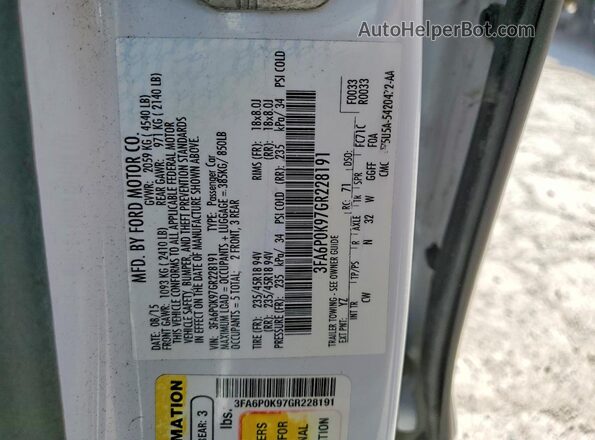3FA6P0K97GR228191 2016 FORD FUSION Белый Вид подкапотного пространства