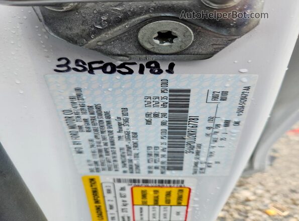 3FA6P0LU2KR167781 2019 FORD FUSION White VIN կոդի պիտակի տեսք