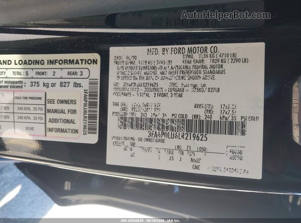 3FA6P0LU6LR219625 2020 FORD FUSION Black Շարժիչի բաժամունքի տեսք