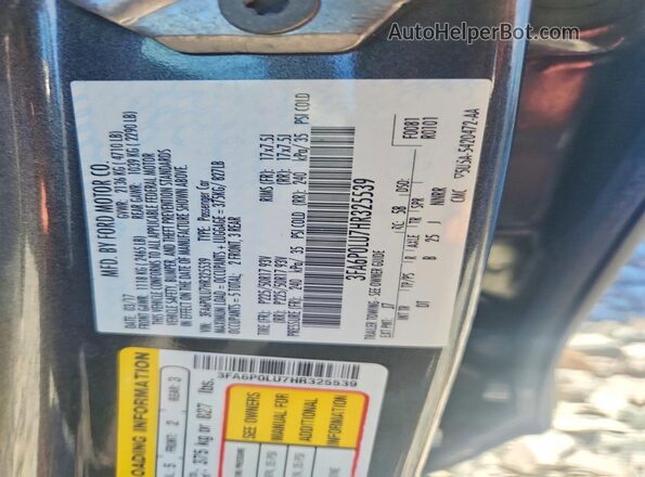 3FA6P0LU7HR325539 2017 FORD FUSION Gray Вид підкапотного простору