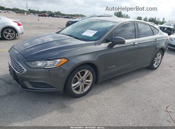 3FA6P0LU7JR128344 2018 FORD FUSION HYBRID Gray Front left