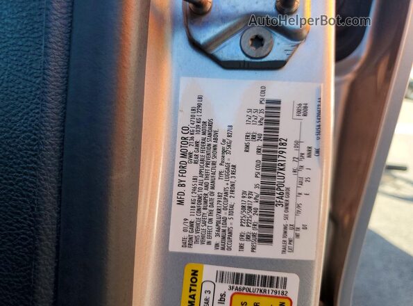 3FA6P0LU7KR179182 2019 FORD FUSION Silver Vista del compartimento del motor