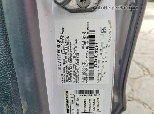3FA6P0LU8JR133343 2018 FORD FUSION White 