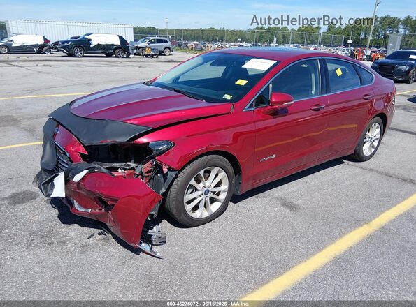 3FA6P0MU4KR157980 2019 FORD FUSION HYBRID Burgundy წინა მარცხენა ხედი სამი მეოთხედიდან
