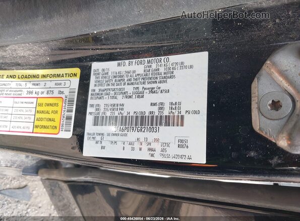 3FA6P0T97GR210031 2016 FORD FUSION Черный Вид подкапотного пространства