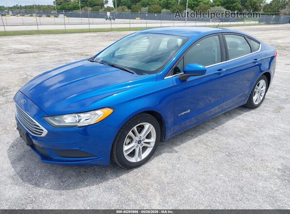 3FA6P0UU0JR235850 2018 FORD FUSION HYBRID Blue წინა მარცხენა ხედი სამი მეოთხედიდან