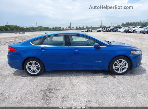 3FA6P0UU0JR235850 2018 FORD FUSION HYBRID Blue უკანა სალონის ხედი