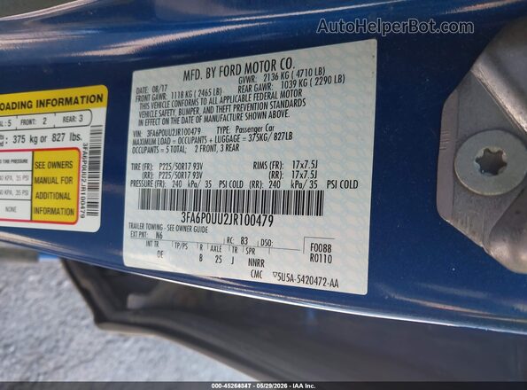 3FA6P0UU2JR100479 2018 FORD FUSION HYBRID Blue Widok komory silnika