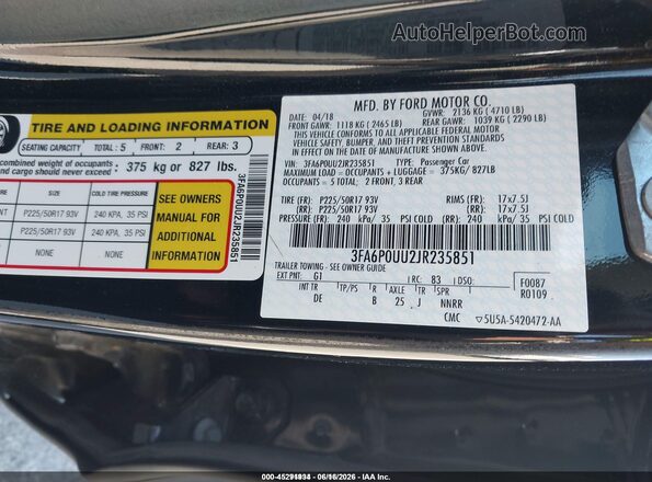 3FA6P0UU2JR235851 2018 FORD FUSION HYBRID  Вид подкапотного пространства