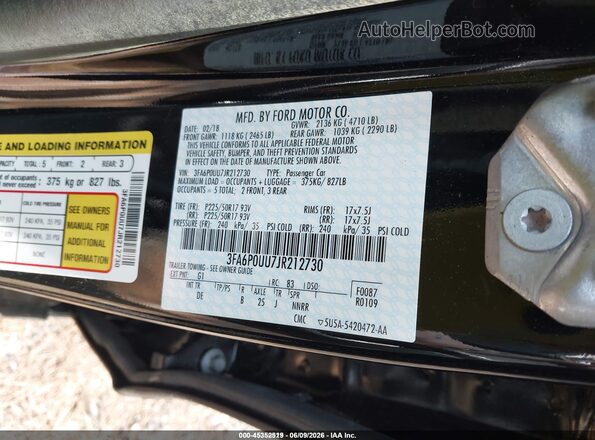 3FA6P0UU7JR212730 2018 FORD FUSION HYBRID Black Շարժիչի բաժամունքի տեսք