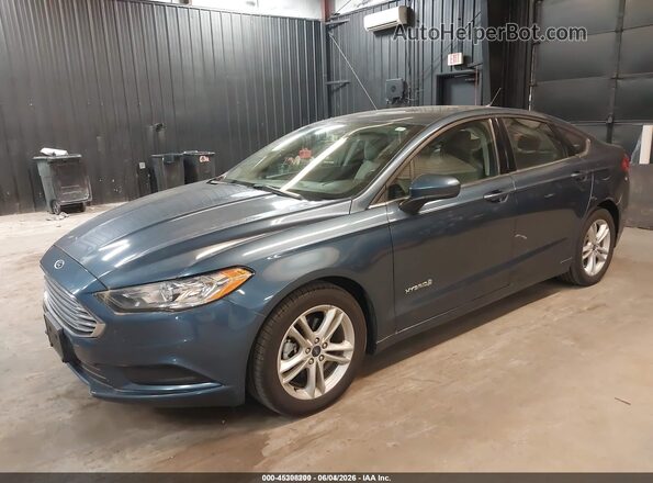 3FA6P0UUXJR282058 2018 FORD FUSION HYBRID Blue Front view
