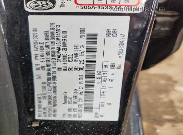 3FADP4AJ5JM145812 2018 FORD FIESTA Black 