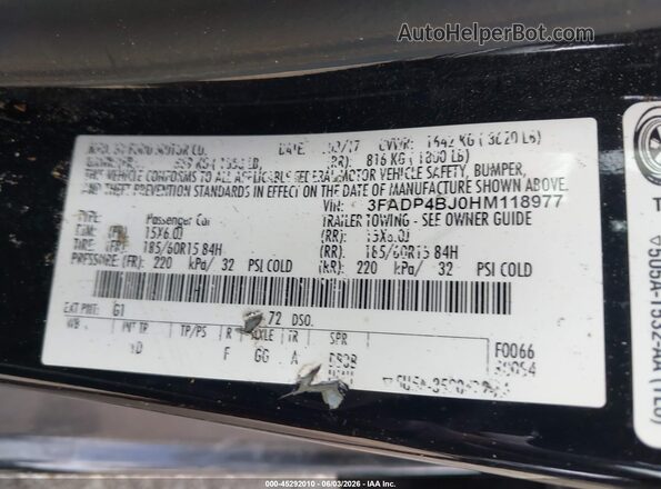 3FADP4BJ0HM118977 2017 FORD FIESTA Black Widok komory silnika