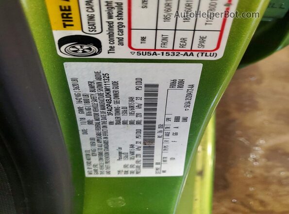 3FADP4BJ0KM111325 2019 FORD FIESTA Green VIN კოდის სტიკერის ხედი