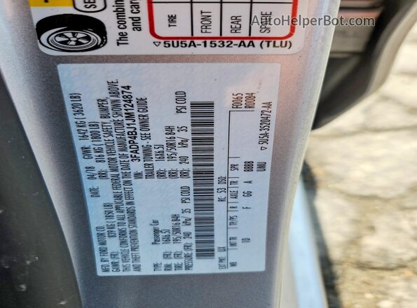 3FADP4BJ1JM124874 2018 FORD FIESTA Silver Շարժիչի բաժամունքի տեսք