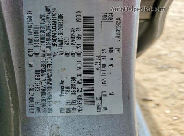 3FADP4BJ3JM117084 2018 FORD FIESTA Silver Շարժիչի բաժամունքի տեսք