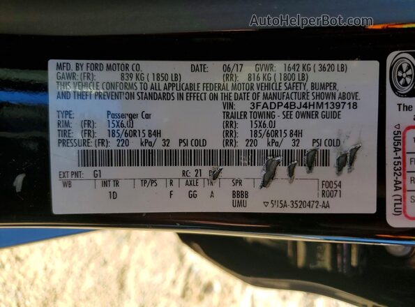 3FADP4BJ4HM139718 2017 FORD FIESTA Черный 
