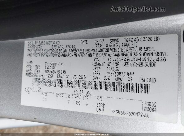 3FADP4BJ8HM122436 2017 FORD FIESTA Silver Вид підкапотного простору