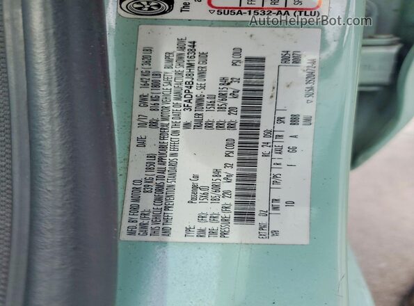 3FADP4BJ8HM163844 2017 FORD FIESTA Turquoise Շարժիչի բաժամունքի տեսք