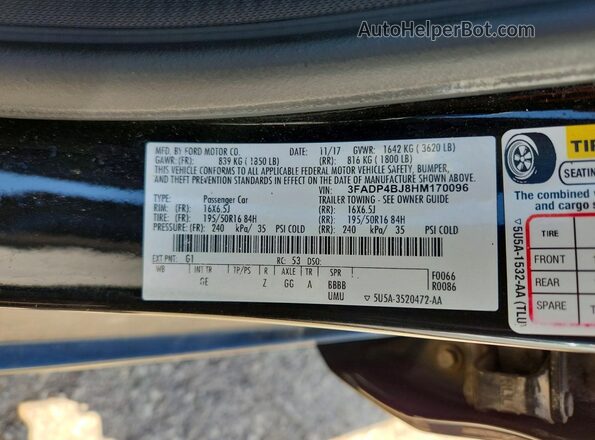3FADP4BJ8HM170096 2017 FORD FIESTA Black Շարժիչի բաժամունքի տեսք