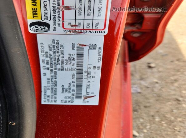 3FADP4BJ8KM104834 2019 FORD FIESTA Red Vista del compartimento del motor