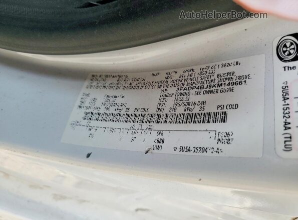3FADP4BJ8KM149661 2019 FORD FIESTA White Widok komory silnika