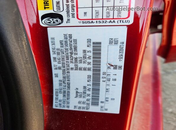 3FADP4BJ9HM147488 2017 FORD FIESTA Maroon Vista de la etiqueta del VIN
