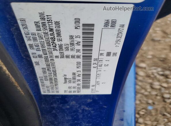 3FADP4BJ9JM113511 2018 FORD FIESTA Blue 
