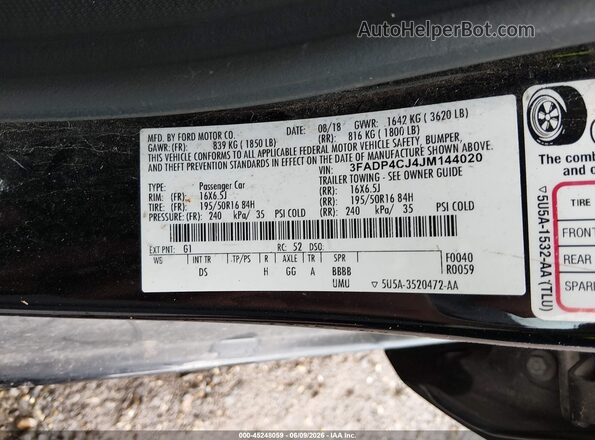 3FADP4CJ4JM144020 2018 FORD FIESTA Black Շարժիչի բաժամունքի տեսք