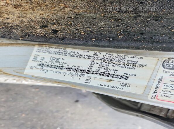 3FADP4EJ0KM103317 2019 FORD FIESTA Silver ძრავის განყოფილების ხედი