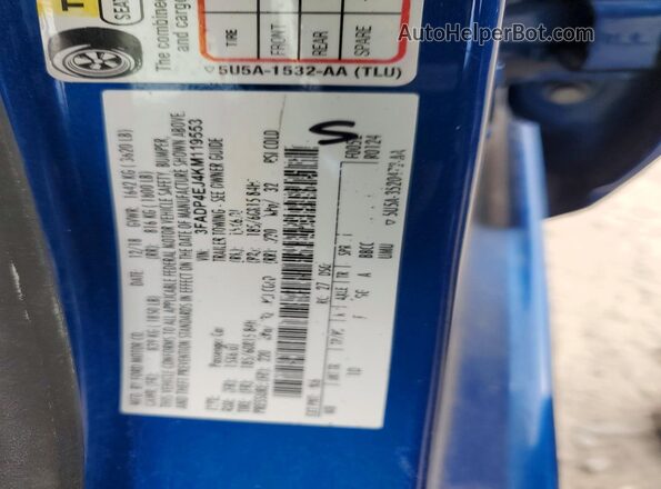 3FADP4EJ4KM119553 2019 FORD FIESTA Blue ძრავის განყოფილების ხედი