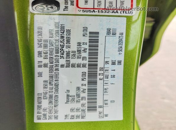 3FADP4EJ5JM142001 2018 FORD FIESTA Green Engine compartment view