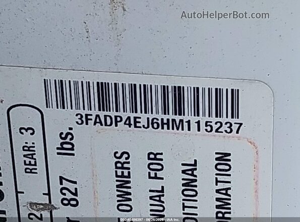 3FADP4EJ6HM115237 2017 FORD FIESTA White Engine compartment view