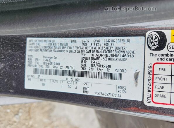 3FADP4EJ6HM146018 2017 FORD FIESTA Gray Vista del compartimento del motor