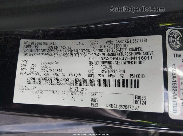 3FADP4EJ7HM116011 2017 FORD FIESTA Black Vista del compartimento del motor