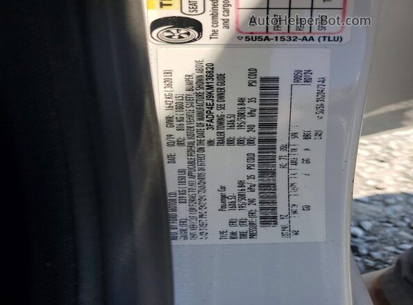 3FADP4EJ9KM136820 2019 FORD FIESTA Белый Вид подкапотного пространства