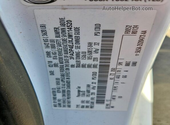 3FADP4EJXJM114520 2018 FORD FIESTA Белый Вид подкапотного пространства