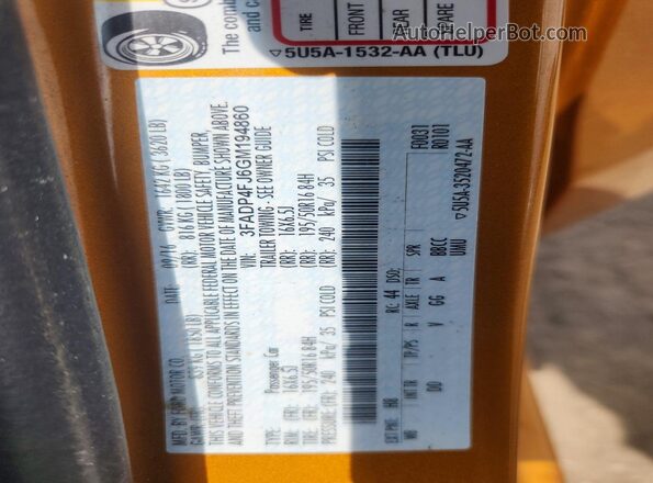 3FADP4FJ6GM194860 2016 FORD FIESTA Orange Engine compartment view