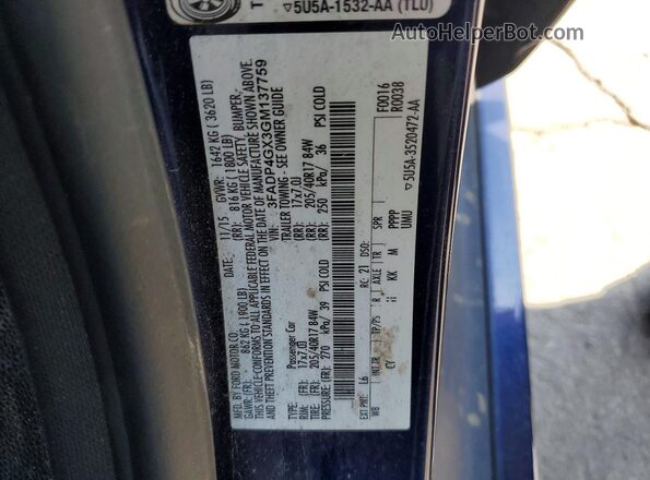 3FADP4GX3GM137759 2016 FORD FIESTA Blue Engine compartment view
