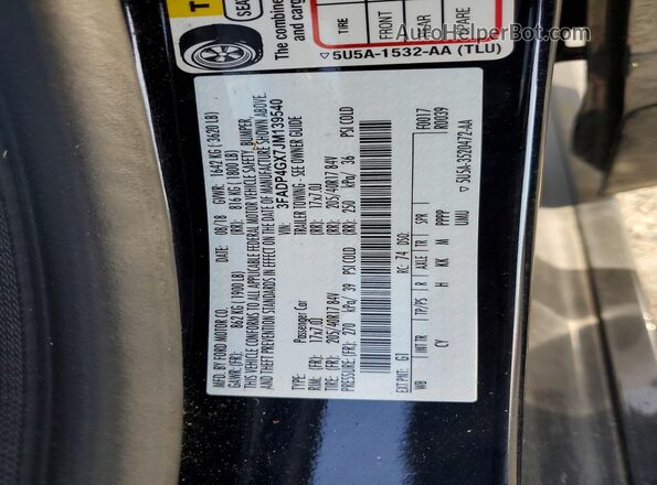 3FADP4GX7JM139540 2018 FORD FIESTA Black Widok wnętrza 360 stopni