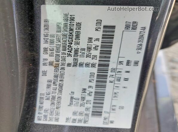 3FADP4GX8KM101901 2019 FORD FIESTA Charcoal 