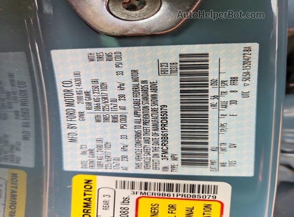 3FMCR9B61PRD85079 2023 FORD BRONCO Blue Vista del compartimento del motor