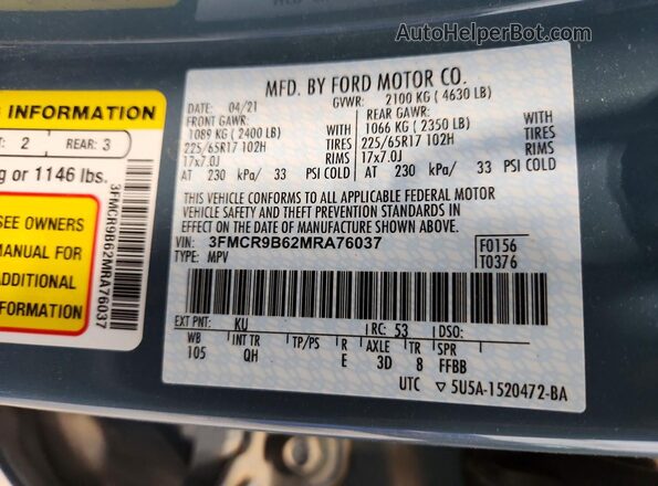 3FMCR9B62MRA76037 2021 FORD BRONCO Blue Вид підкапотного простору