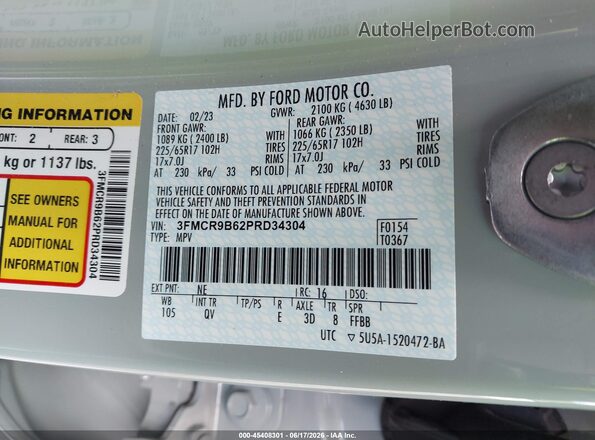 3FMCR9B62PRD34304 2023 FORD BRONCO SPORT Gray Вид підкапотного простору
