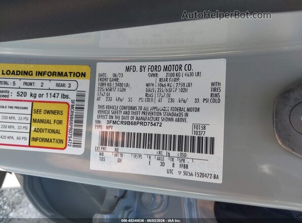 3FMCR9B68PRD75472 2023 FORD BRONCO SPORT Gray ძრავის განყოფილების ხედი