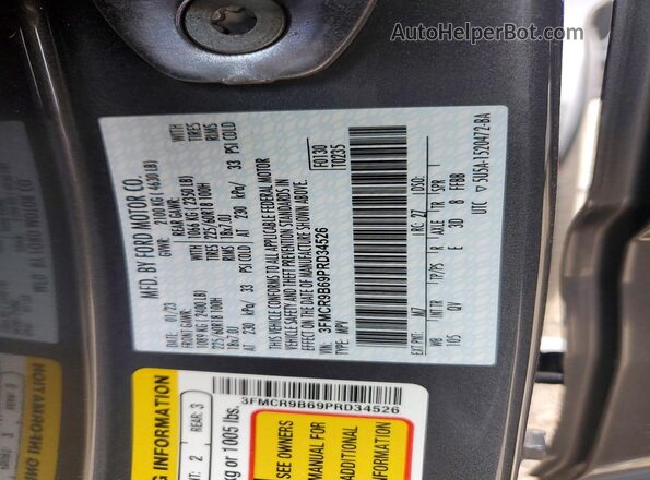 3FMCR9B69PRD34526 2023 FORD BRONCO Charcoal Vista de la etiqueta del VIN