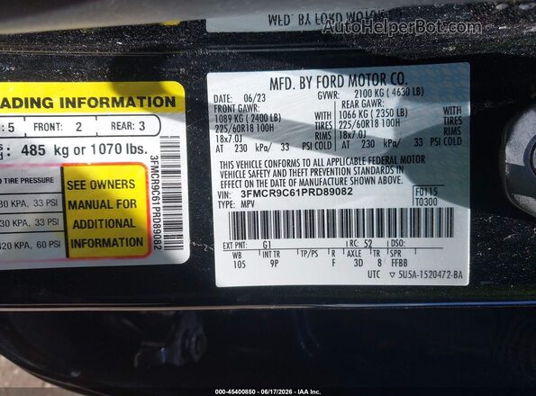 3FMCR9C61PRD89082 2023 FORD BRONCO SPORT Black Widok komory silnika